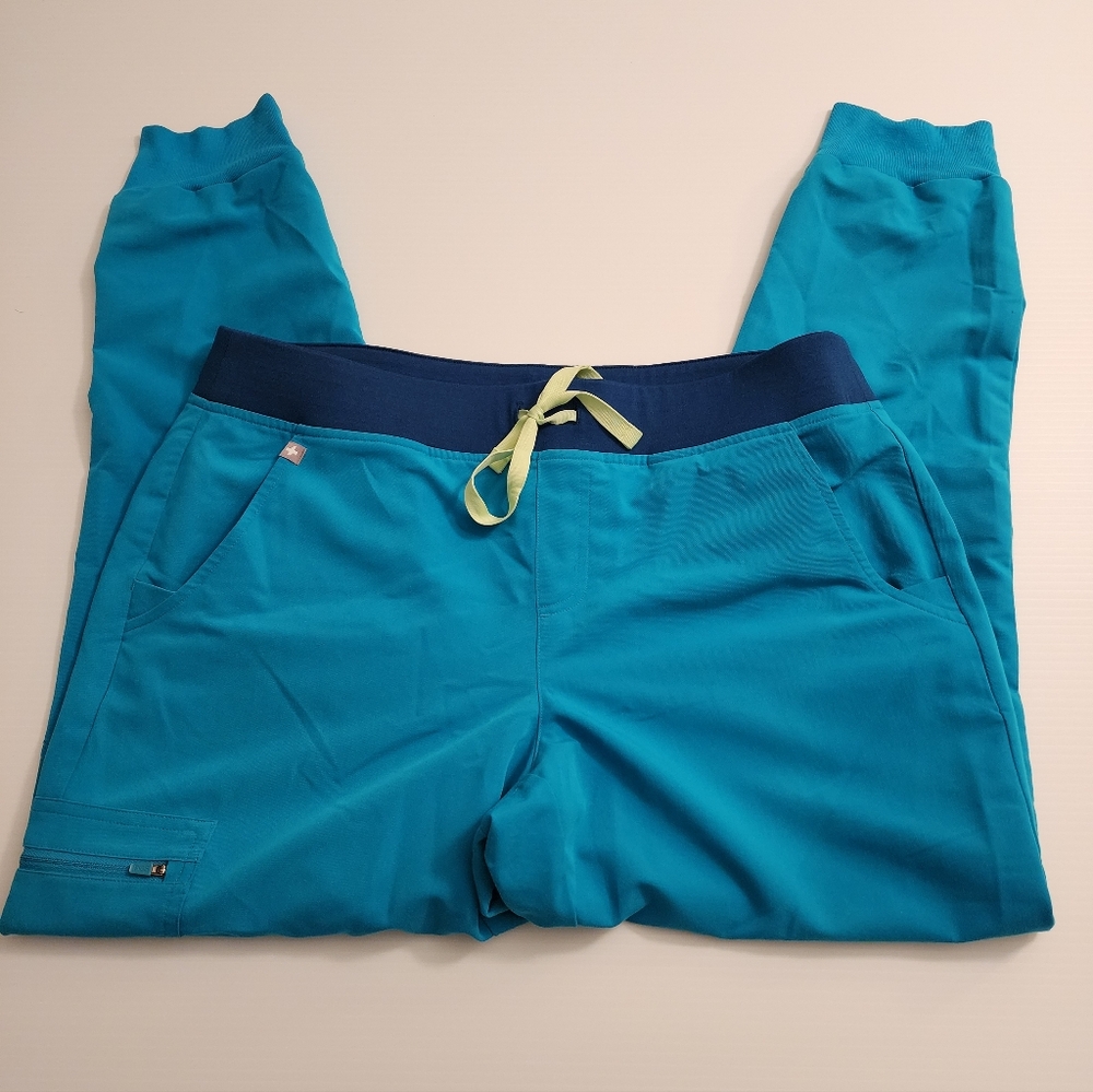 Figs Women's Large Teal High Waisted Zamora Joggers GUC